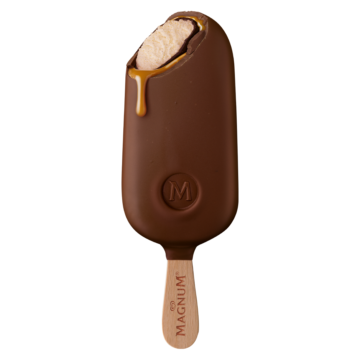 Close-up of Magnum dark chocolate ice cream bar