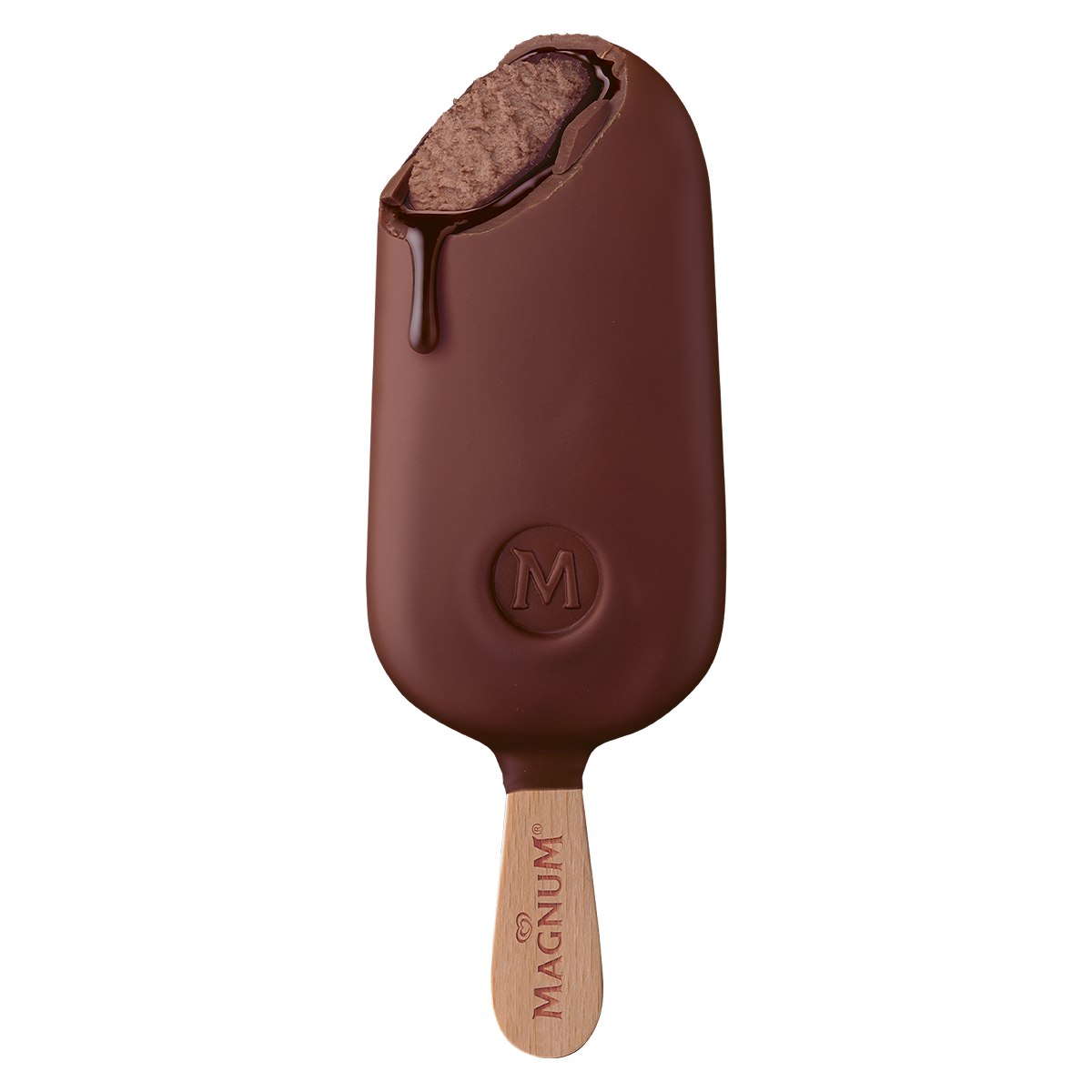 Close-up of Magnum double chocolate ice cream bar