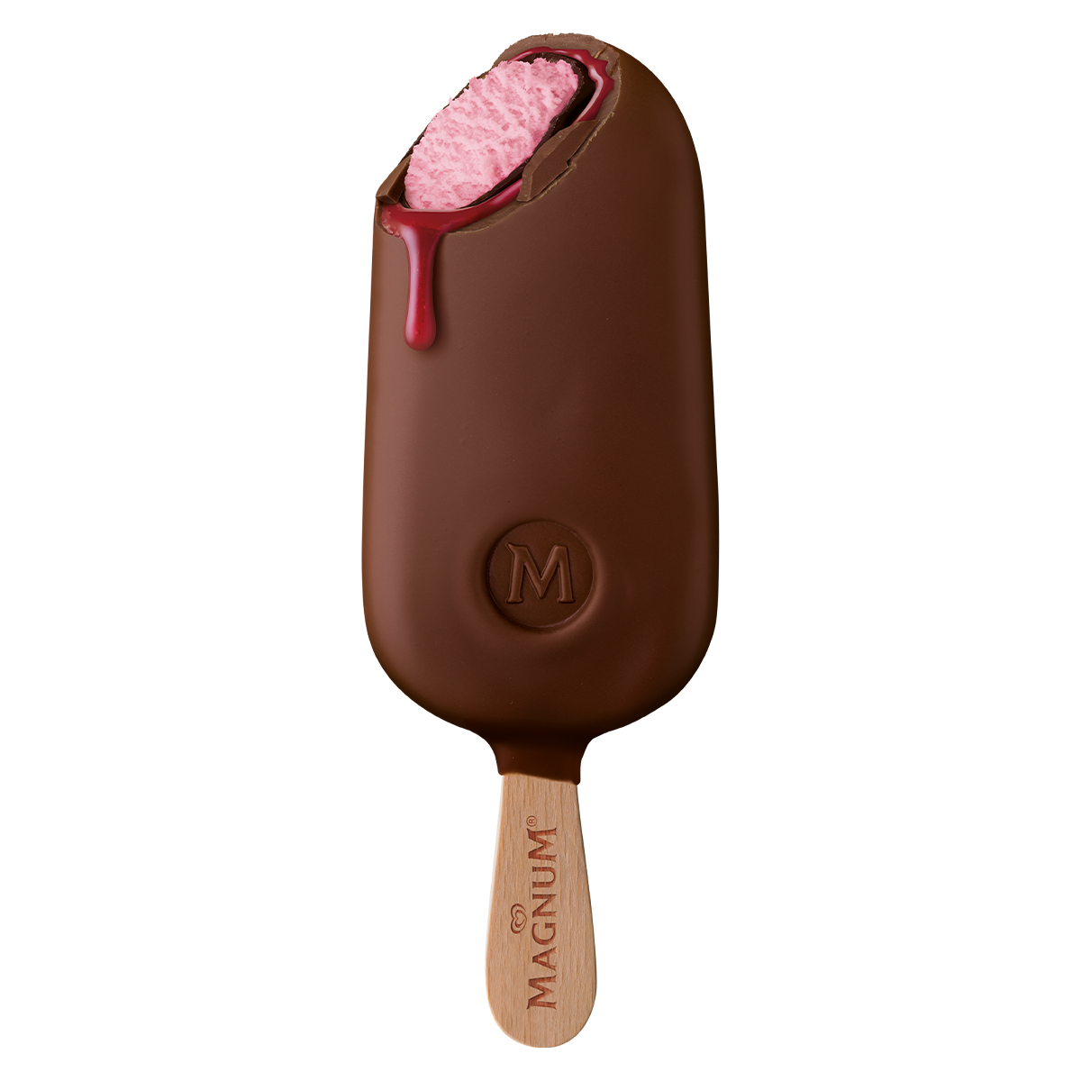 Close-up of Magnum Double Raspberry ice cream bar