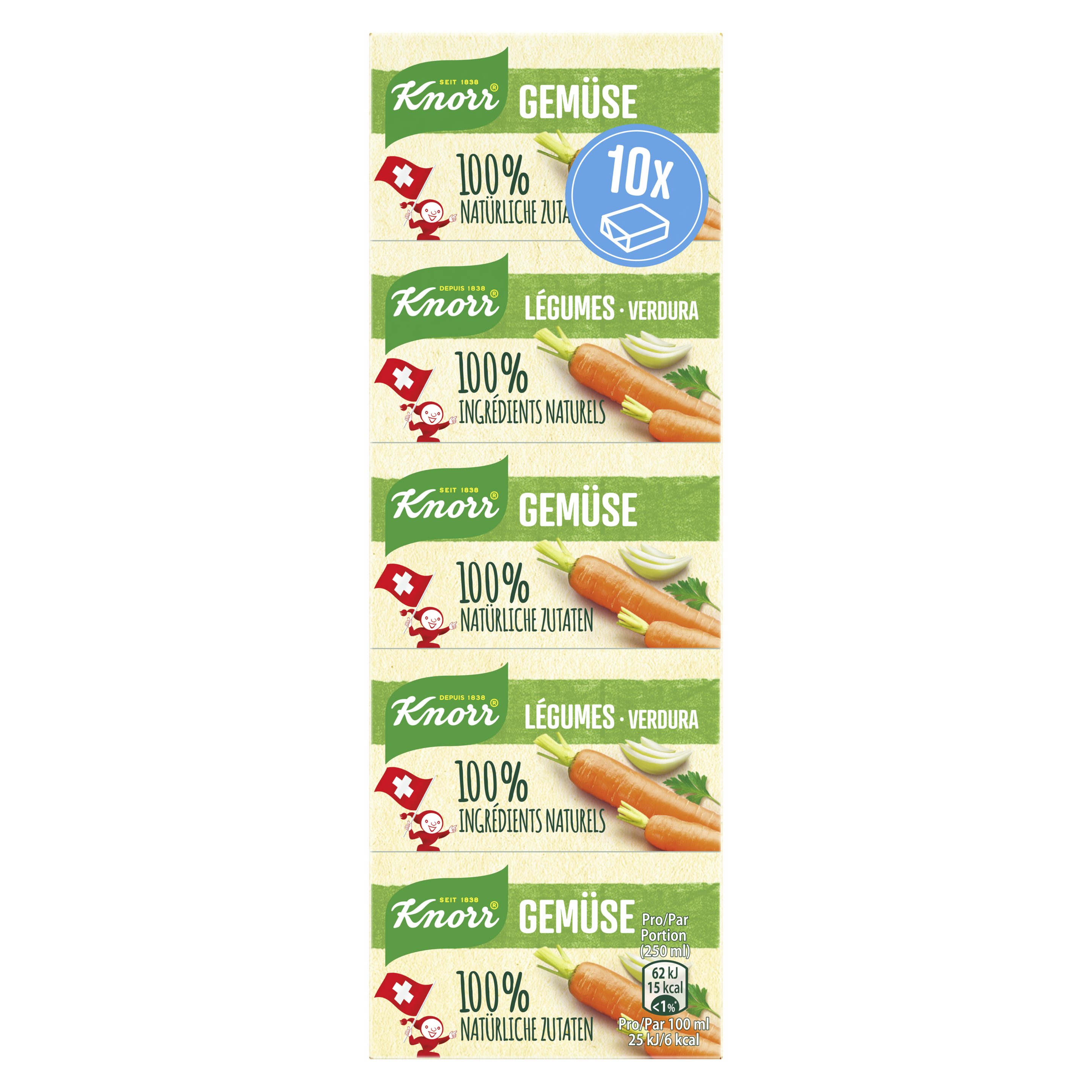 KNORR ingrédients 100% naturels Bouillon de légumes barre 10 cubes 6.5 l