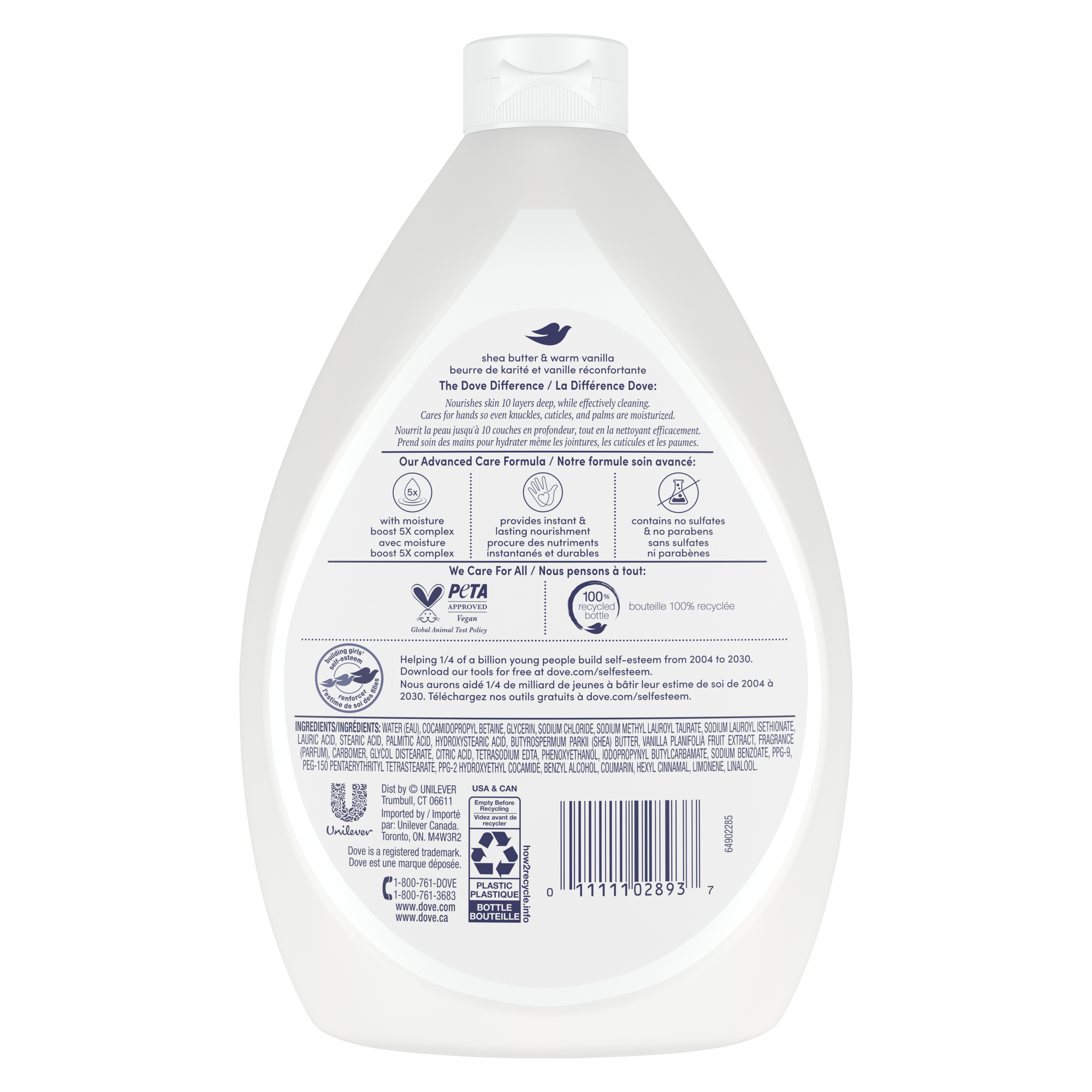 Nettoyant pour les mains Shea Butter & Warm Vanilla 400 mL - dos