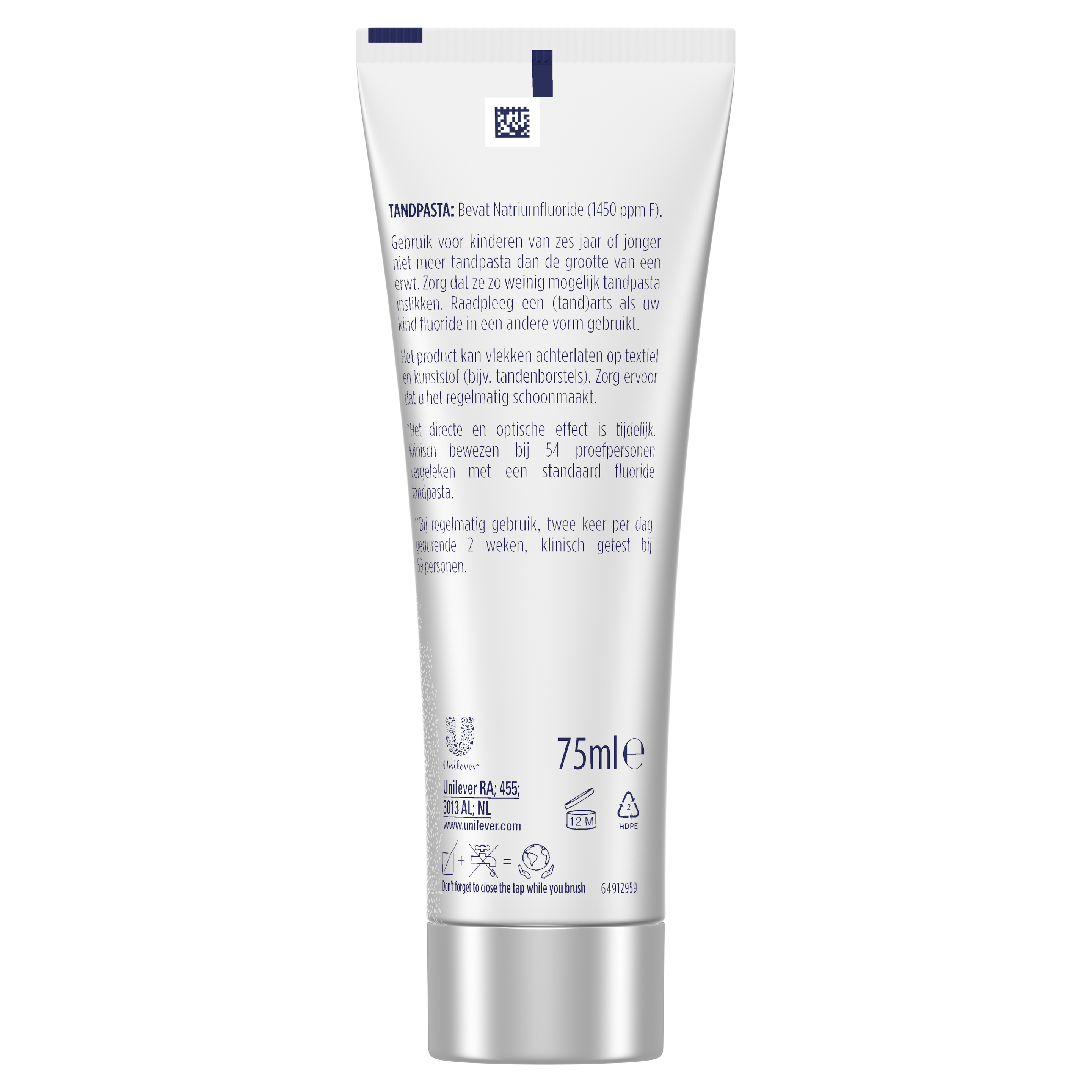 Prodent White Now 3-in-1 75ml - Achterkant tube