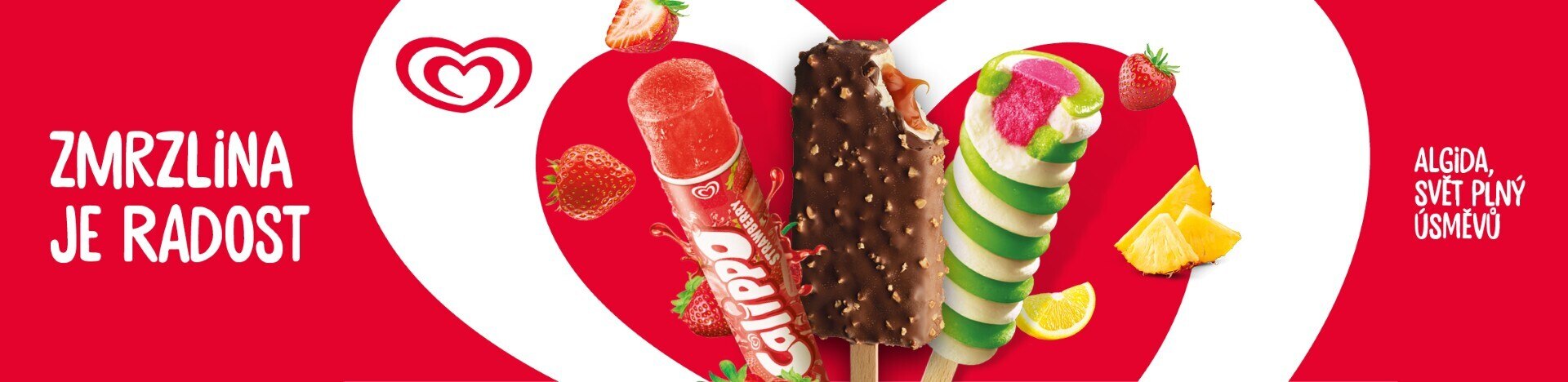 Calippo & Cornetto next to font on a red bg