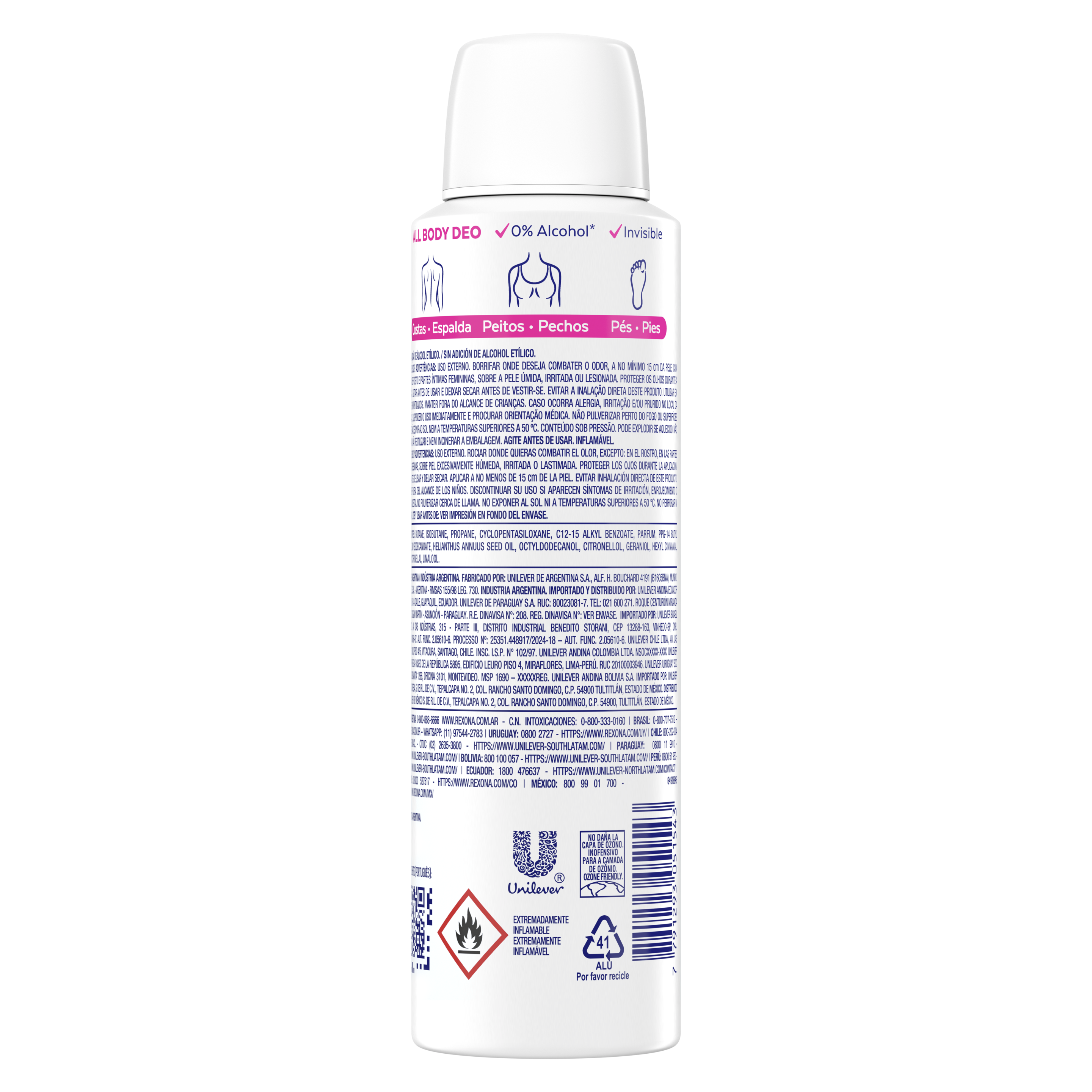 Desodorante Corporal Aerosol Feminino Rexona All Body Deo Wild Rose 150ml