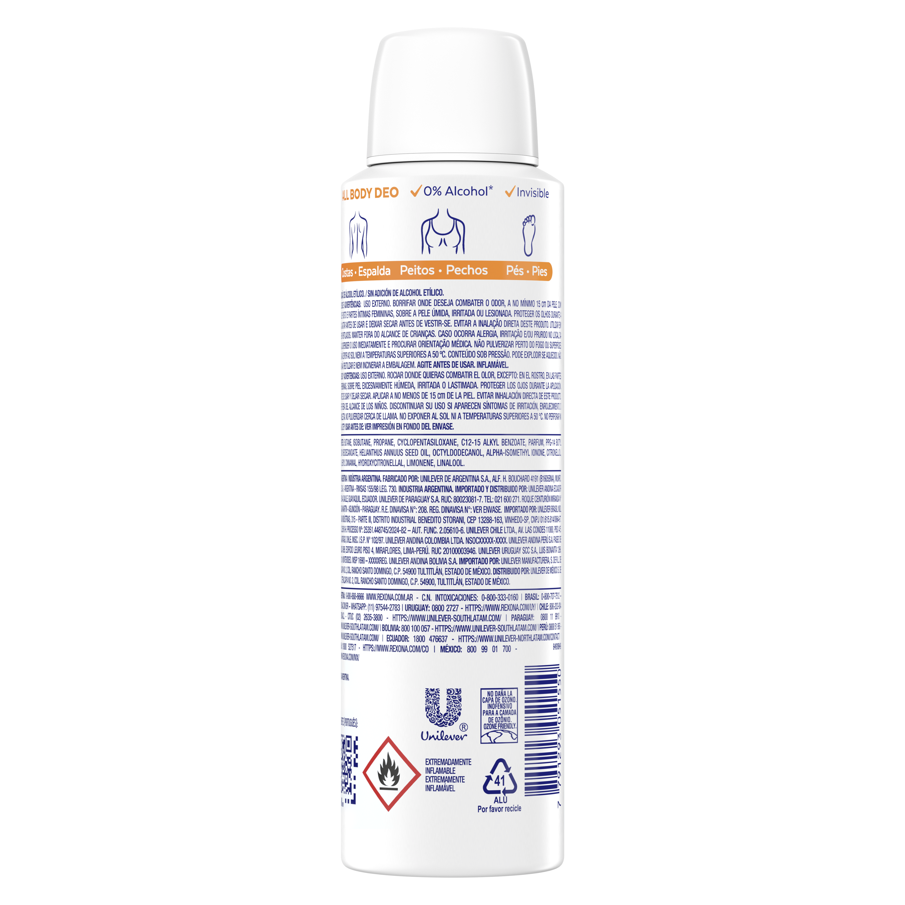 Desodorante Corporal Aerosol Feminino Rexona All Body Deo Fresh Citrus 150ml
