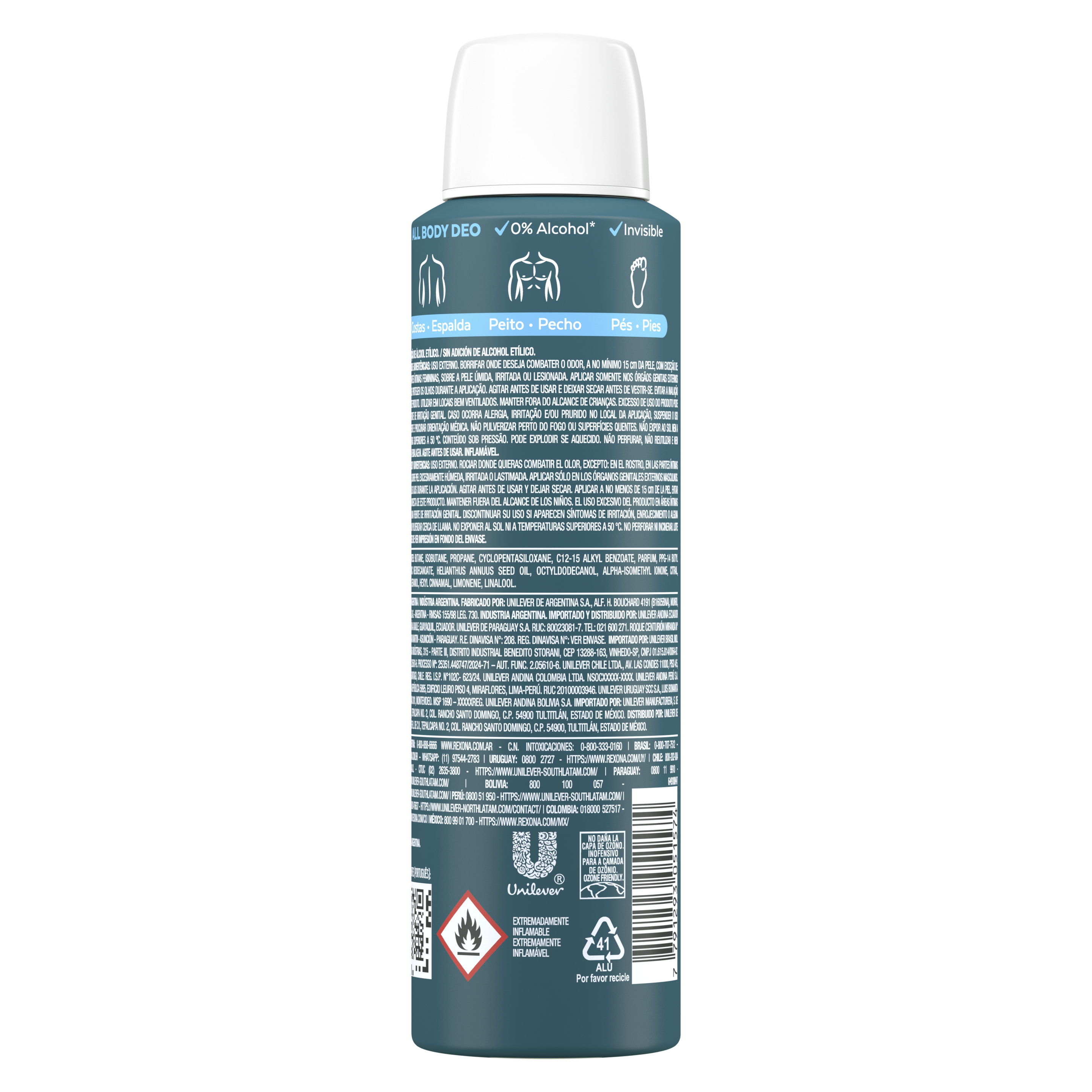 Desodorante Corporal Aerosol Masculino Rexona All Body Deo Ocean Rush 150ml