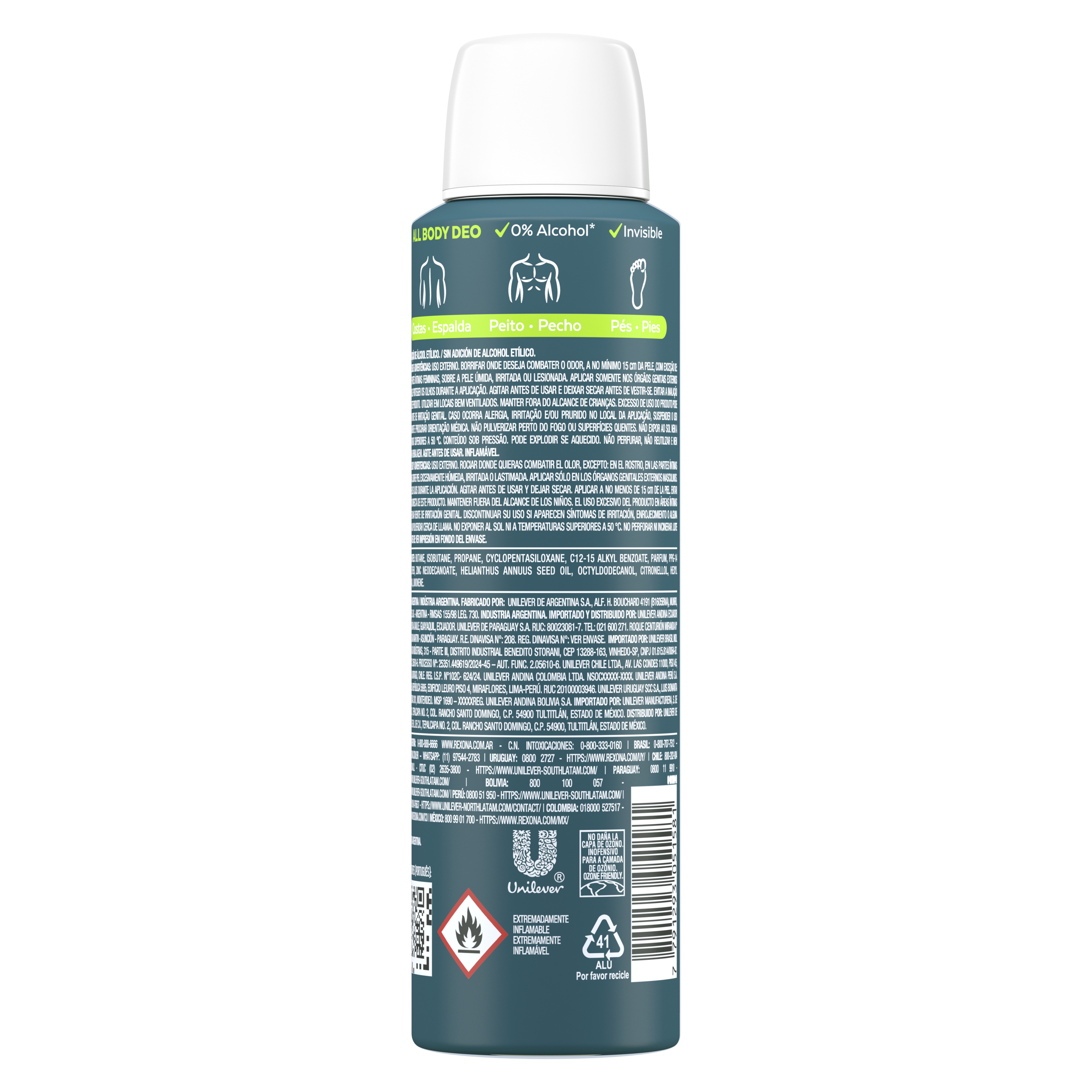 Desodorante Corporal Aerosol Masculino Rexona All Body Deo Active Fresh 150ml