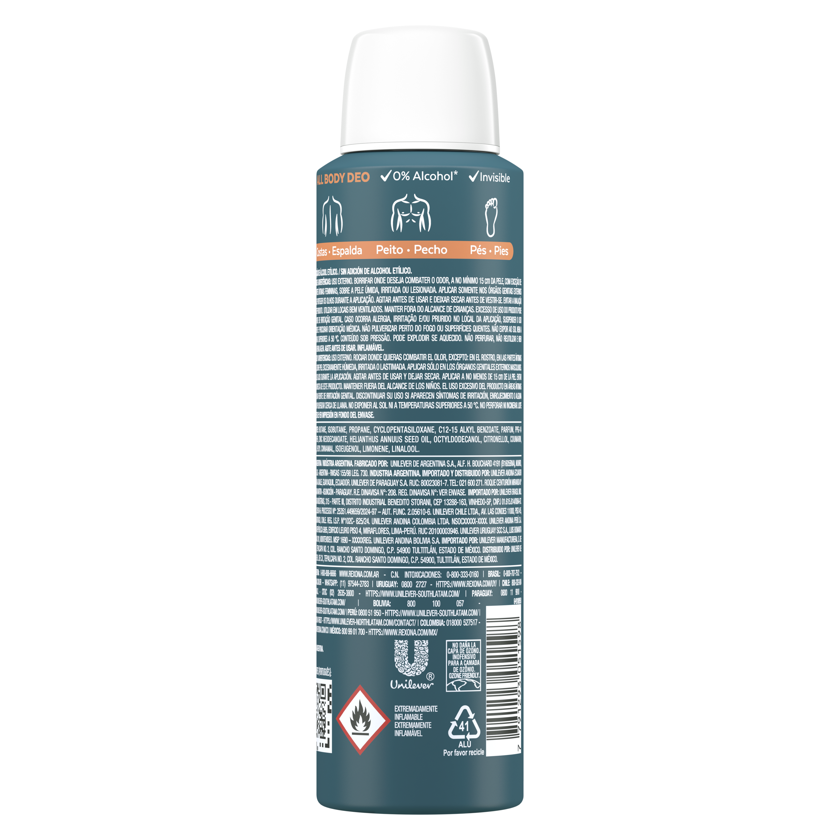 Desodorante Corporal Aerosol Masculino Rexona All Body Deo Bold Spirit 150ml