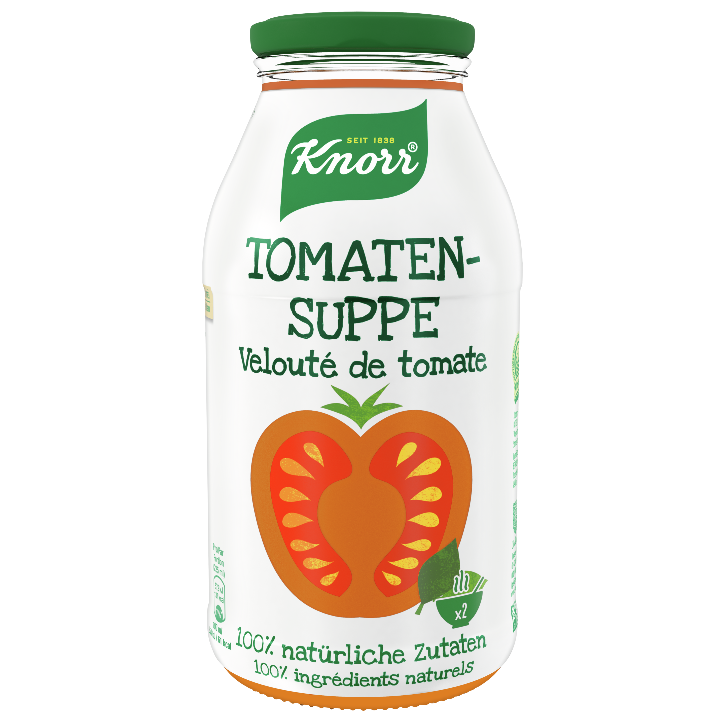 KNORR 100% natürliche Zutaten Tomaten-Suppe 450 ml Glas 2 Portionen