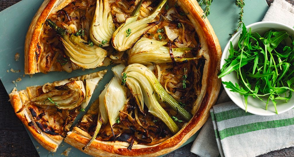 Fennel Tart with Maille Parmesan and Basil Mustard