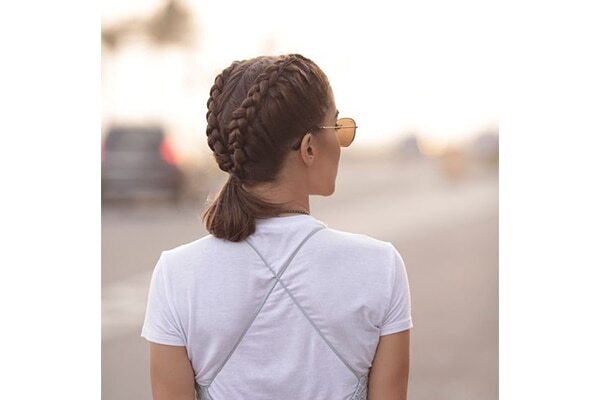 Double Dutch braid ponytail