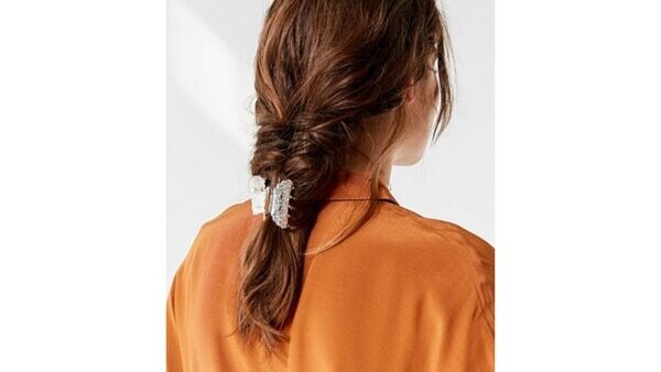 Classic 90s claw clip updo for long hair