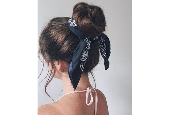 Low bun with a headband