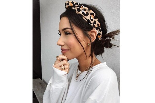 Low bun with a headband