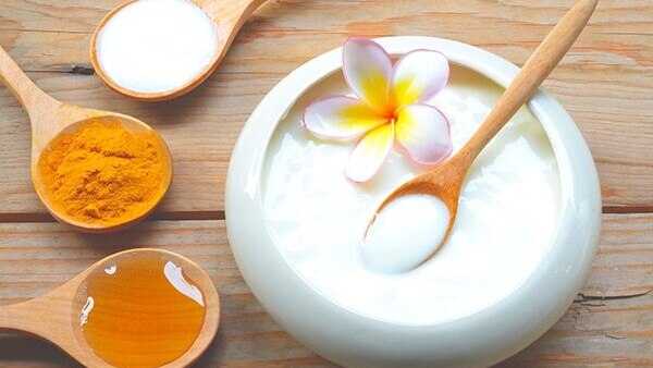 Milk, lemon, turmeric face mask