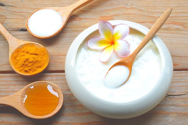 Milk, lemon, turmeric face mask
