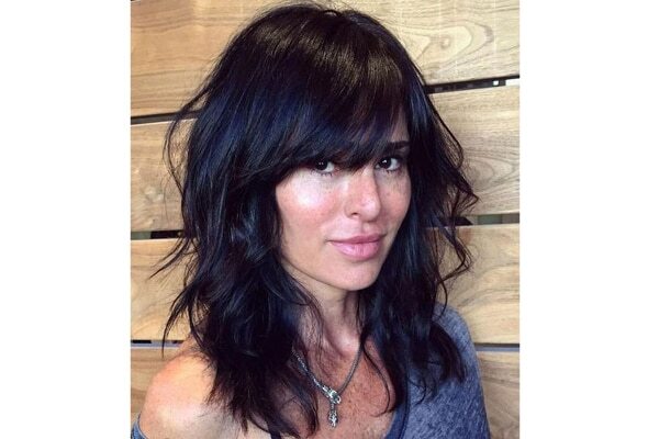 14. Straight layered bob with side bangs