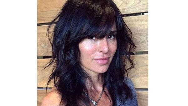 14. Straight layered bob with side bangs