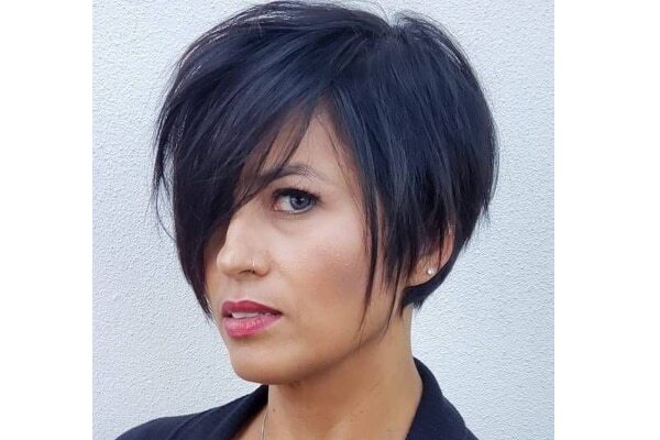 14. Straight layered bob with side bangs