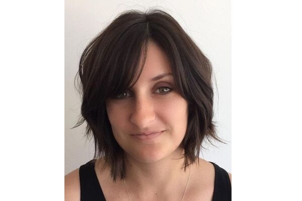 14. Straight layered bob with side bangs