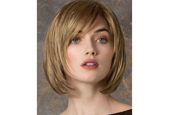 14. Straight layered bob with side bangs