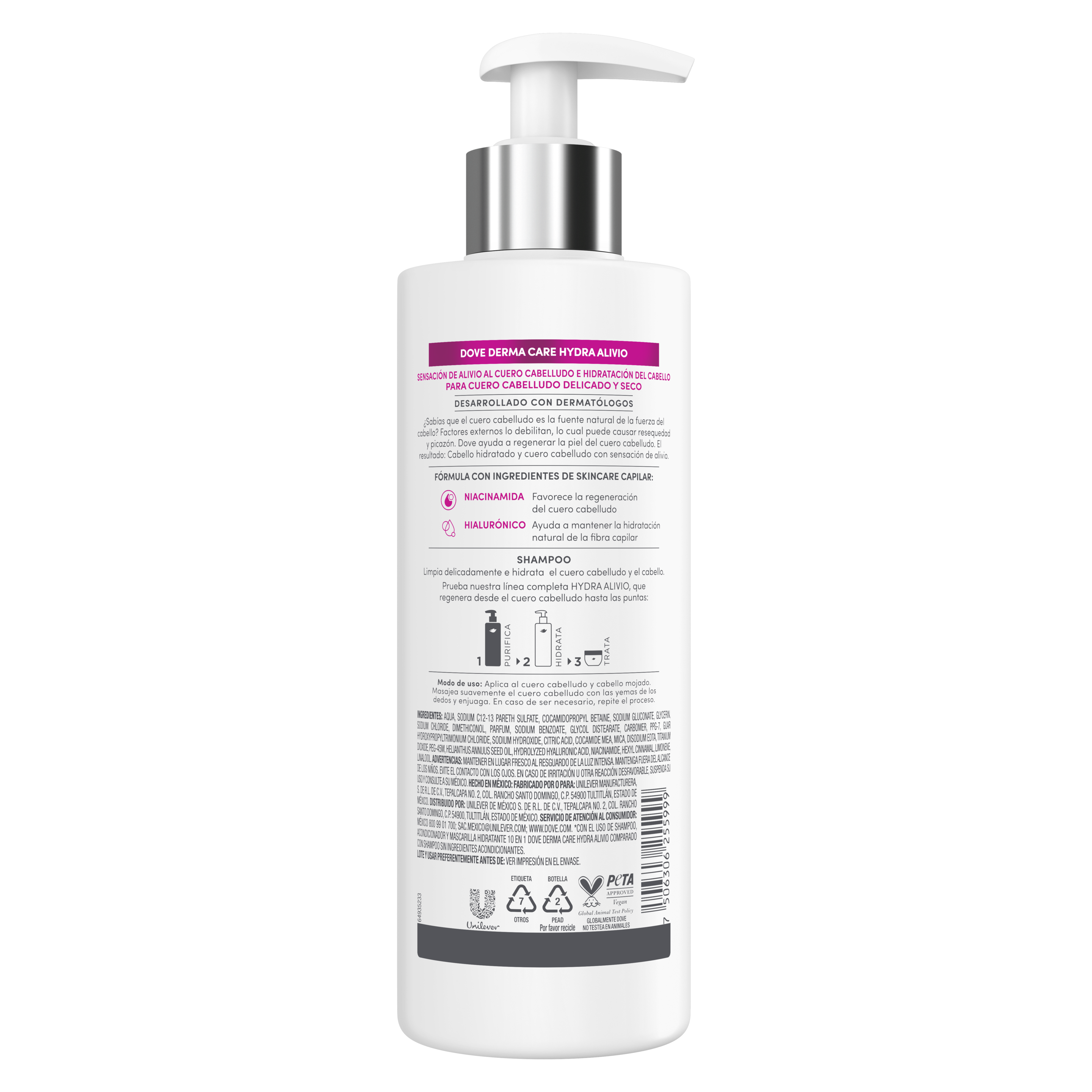 Shampoo Dove Derma Hydra Alivio Capilar 675 ml