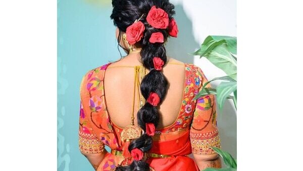 11. Floral bubble braid
