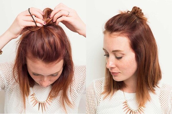 Half bun hairstyle hack: How to cover the bare spots?