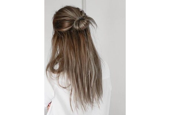 Half bun hairstyle hack: How to cover the bare spots?