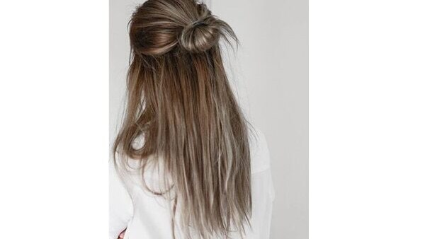 Half bun hairstyle hack: How to cover the bare spots?