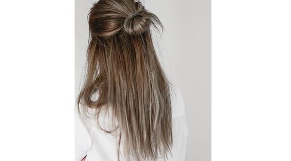 Half bun hairstyle hack: How to cover the bare spots?