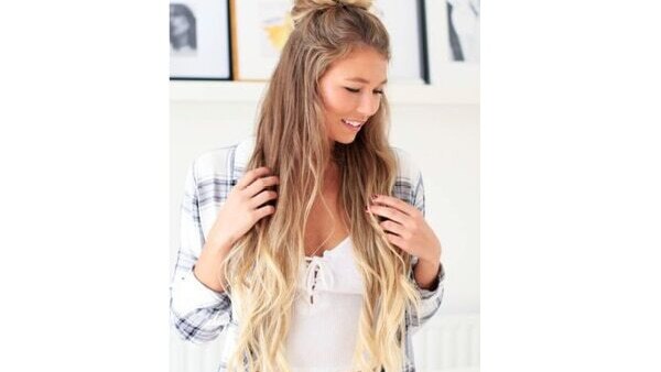 Half bun hairstyle hack: How to cover the bare spots?