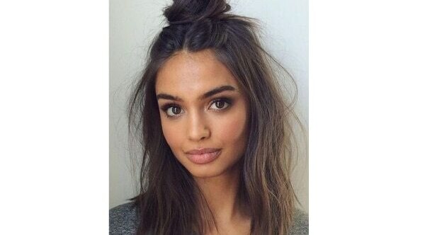 Half bun hairstyle hack: How to cover the bare spots?