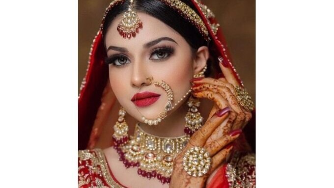 red dress bridal makeup Indian Bridal Makeup