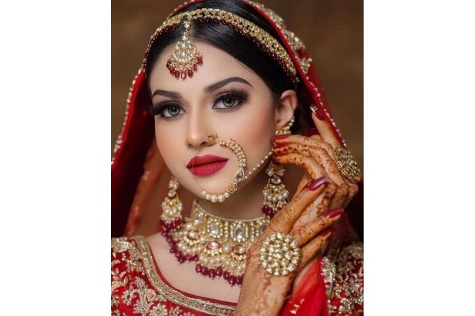 red dress bridal makeup Indian Bridal Makeup