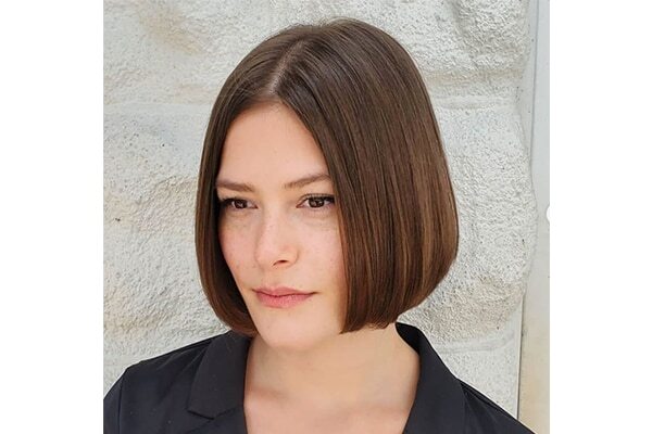 Sleek, no fringe bob