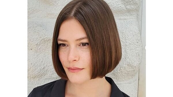 Sleek, no fringe bob