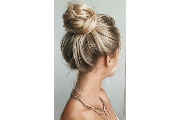 bun hairstyle Bejeweled updos for brides brown hair