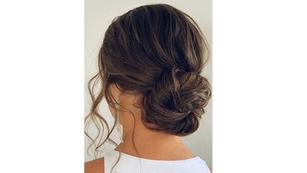 bun hairstyle Bejeweled updos for brides brown hair