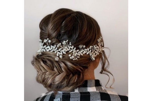 bun hairstyle Bejeweled updos for brides brown hair