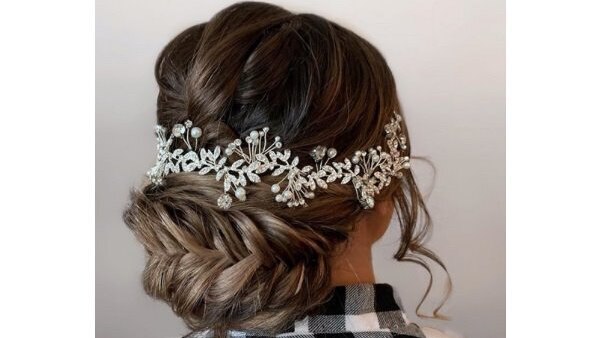bun hairstyle Bejeweled updos for brides brown hair