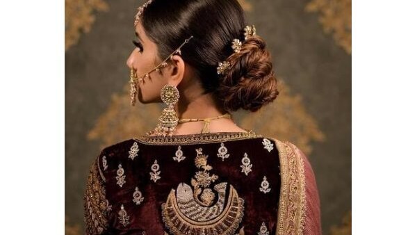bun hairstyle Bejeweled updos for brides brown hair