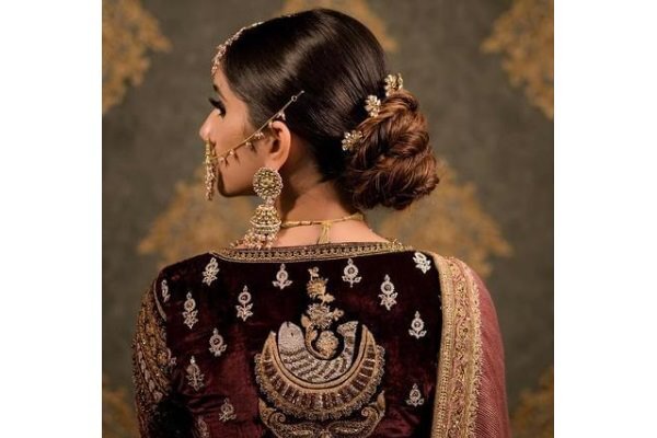 bun hairstyle Bejeweled updos for brides brown hair