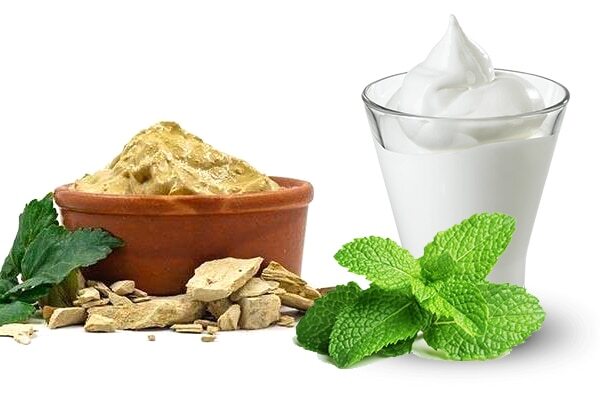 Multani mitti + egg whites + yogurt for even toned skin