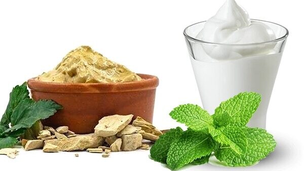 Multani mitti + egg whites + yogurt for even toned skin