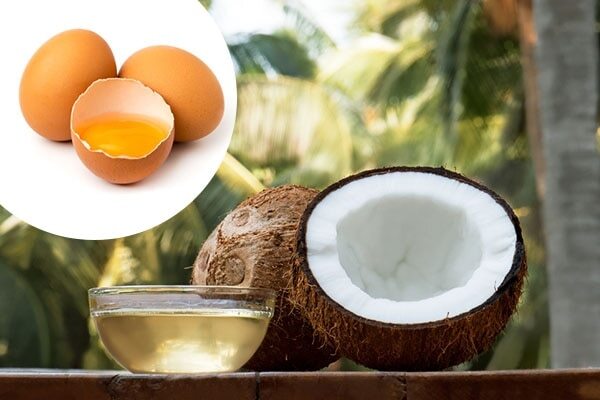 Egg yolk and coconut oil mask