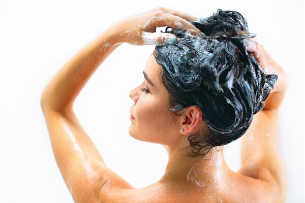Shampooing in the morning