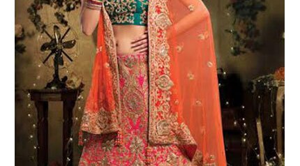 PINK AND ORANGE LEHENGAS