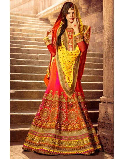 PINK AND ORANGE LEHENGAS