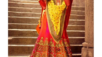 PINK AND ORANGE LEHENGAS
